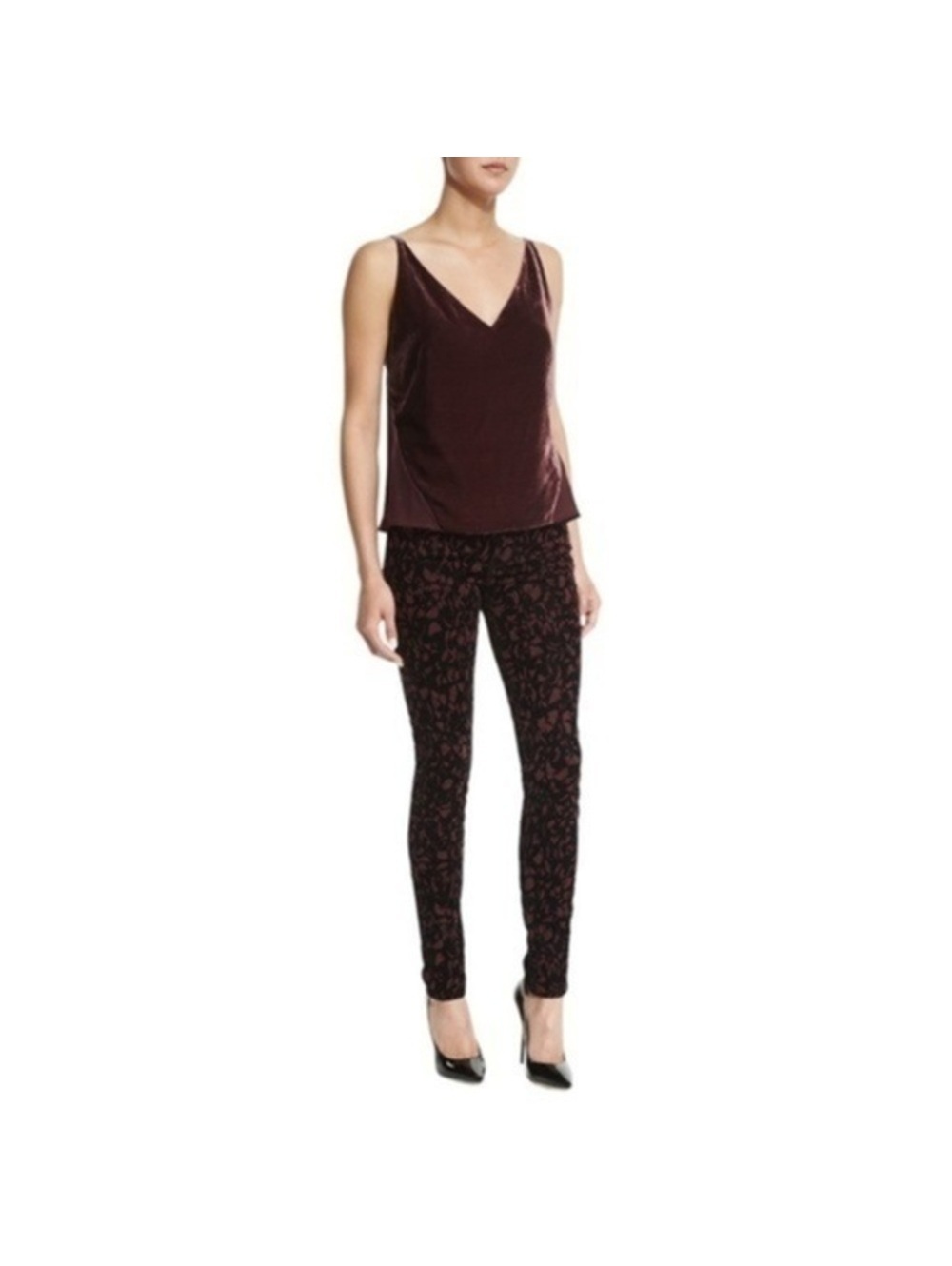 28 J Brand Mulberry Brocade Mid Rise Super Skinny Jeans